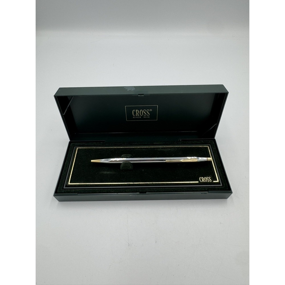 Cross  Ballpoint pen metal Silver "Grandpa Ted" with box, pamphlet & protector.